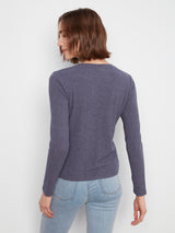 Brushed Rib Long Sleeve Top Heather Denim