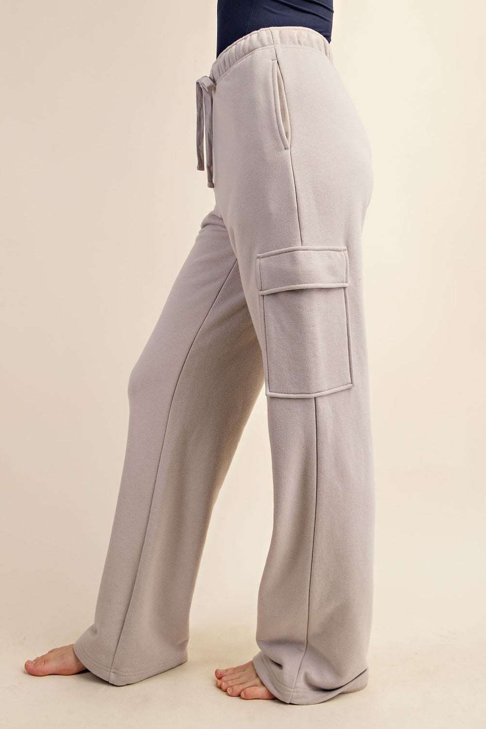 French Terry Cargo Straight Sweatpants Light Taupe
