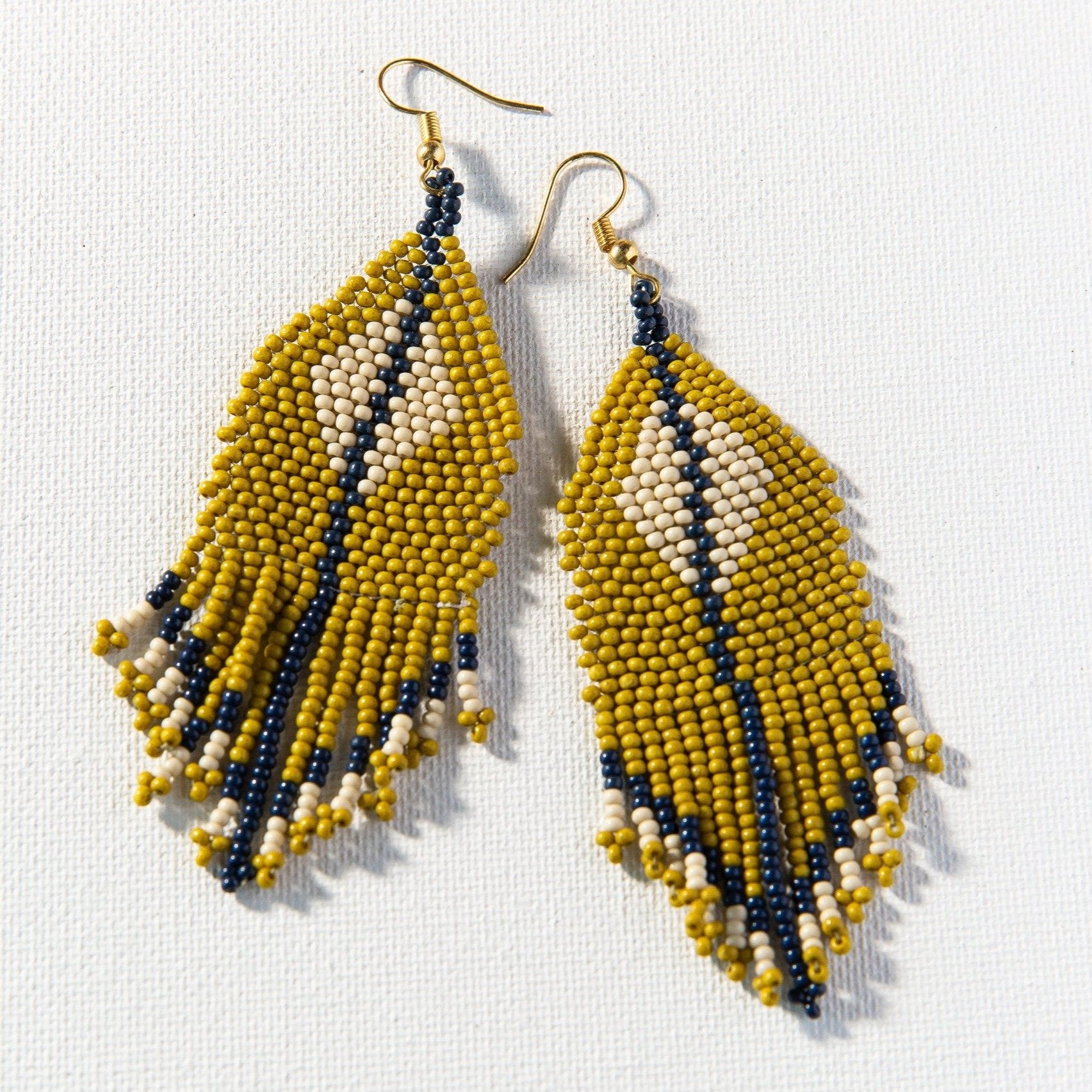 Diamond Seed Bead Earrings Citron + Navy