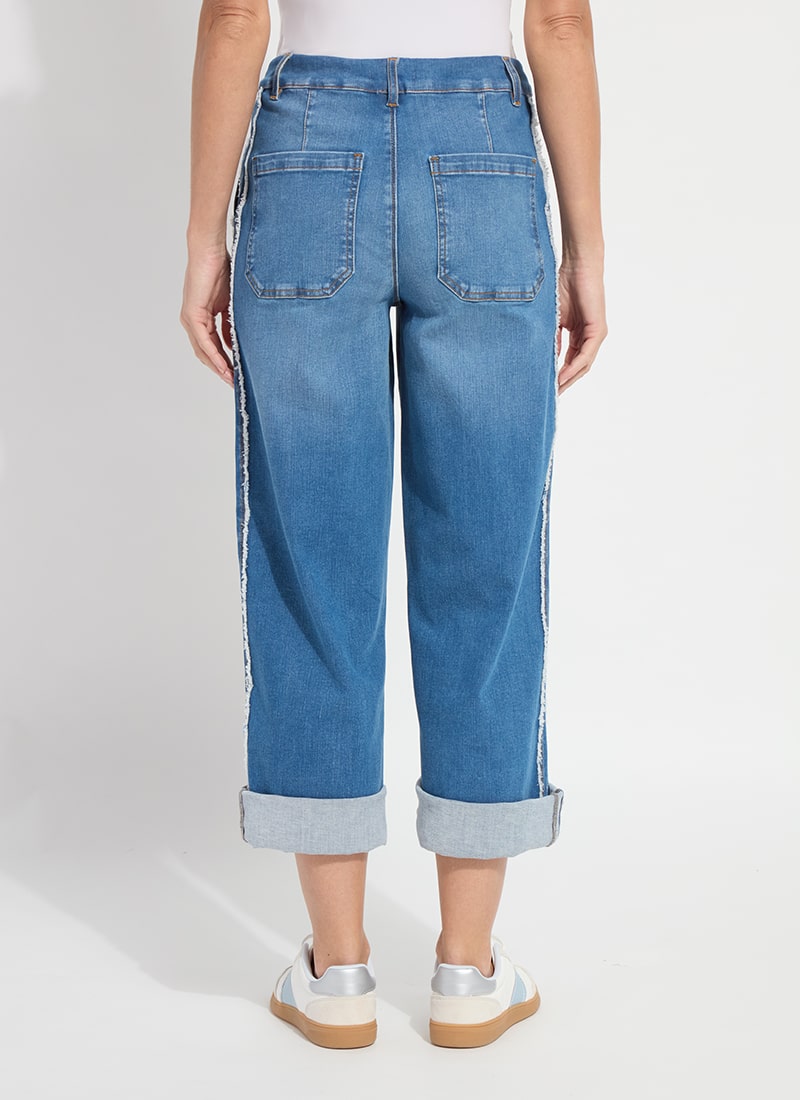 Andie Fringe Detail Denim Pants Authentic Midwash