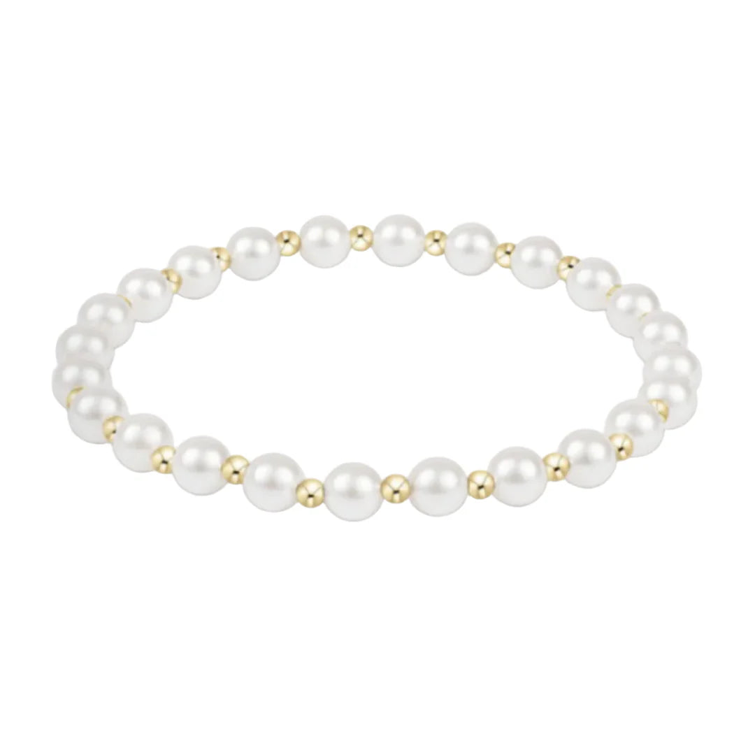 Classic Grateful Pattern 5mm Bead Bracelet Pearl