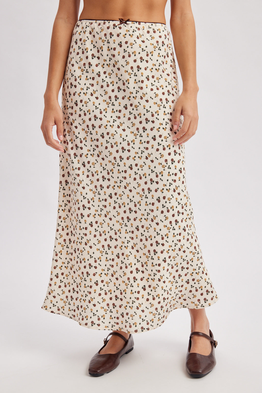 Ditsy Floral Midi Skirt Cream + Chocolate