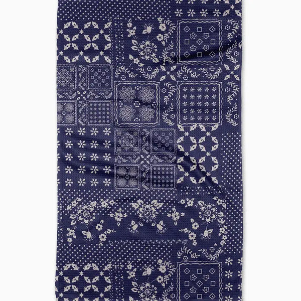 Geometry Tea Towel Blossoming Bandanna Blue