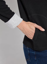 Reversible Cashmere Zip Up Cardigan Black + Pearl Grey Melange