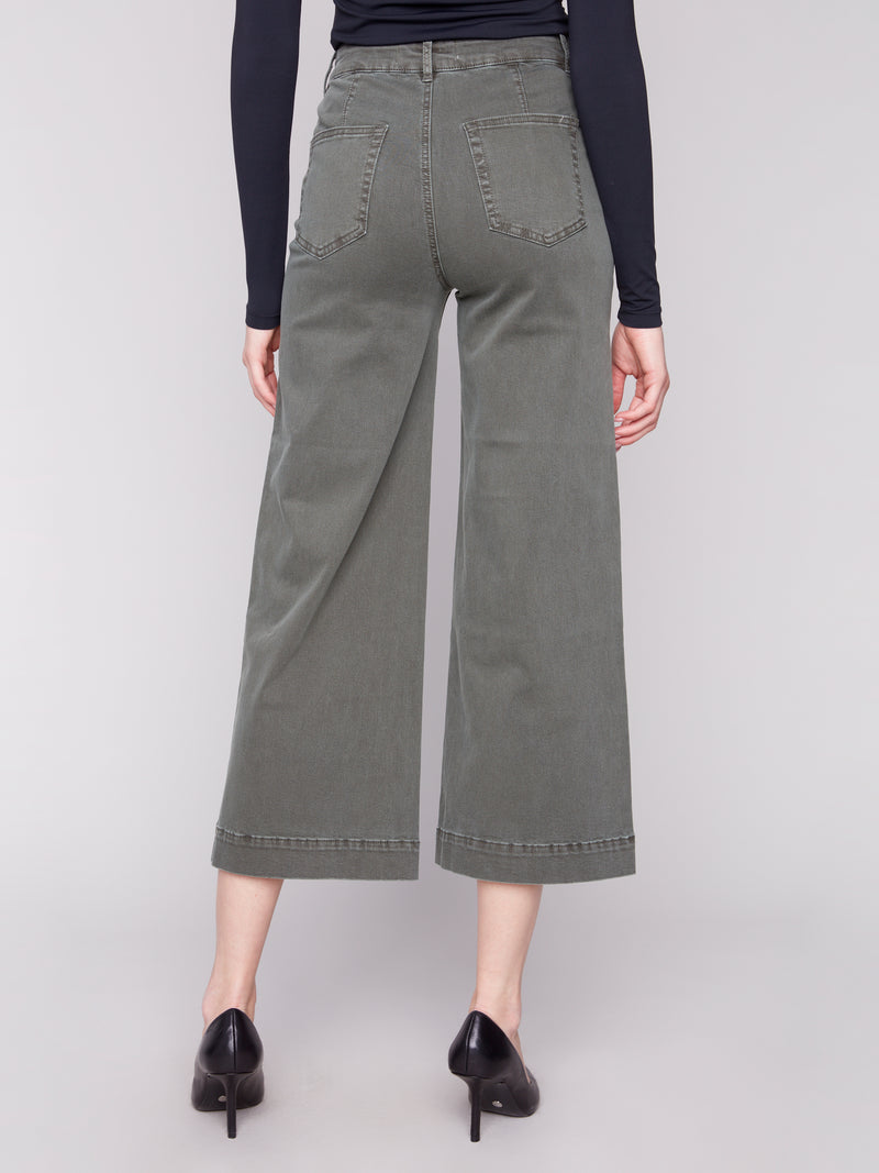 Patch Pocket Wide Leg Twill Pants Spruce