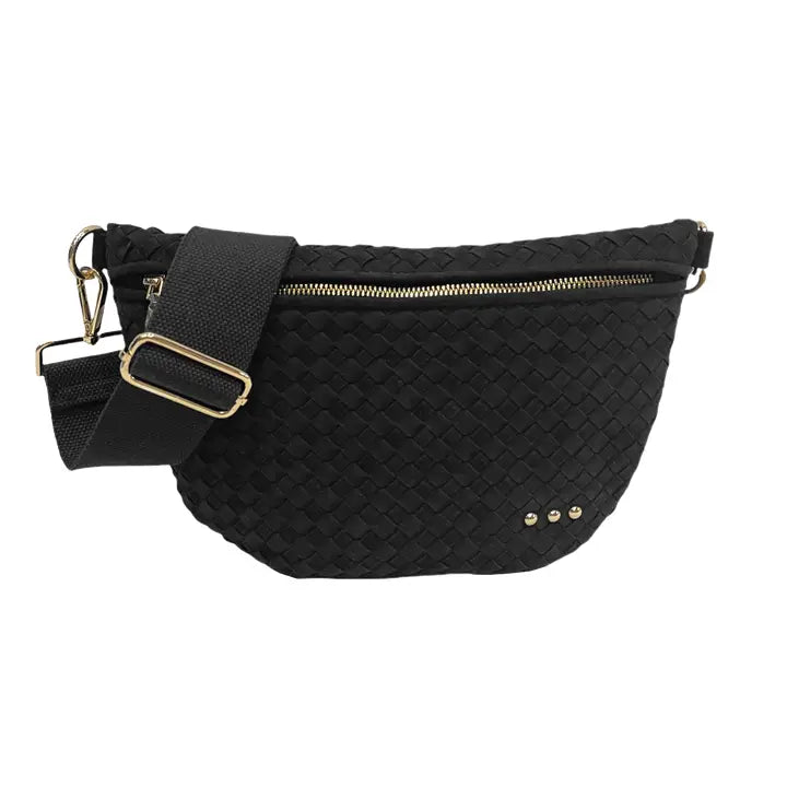 Suede Westlyn Woven Bum Bag Black