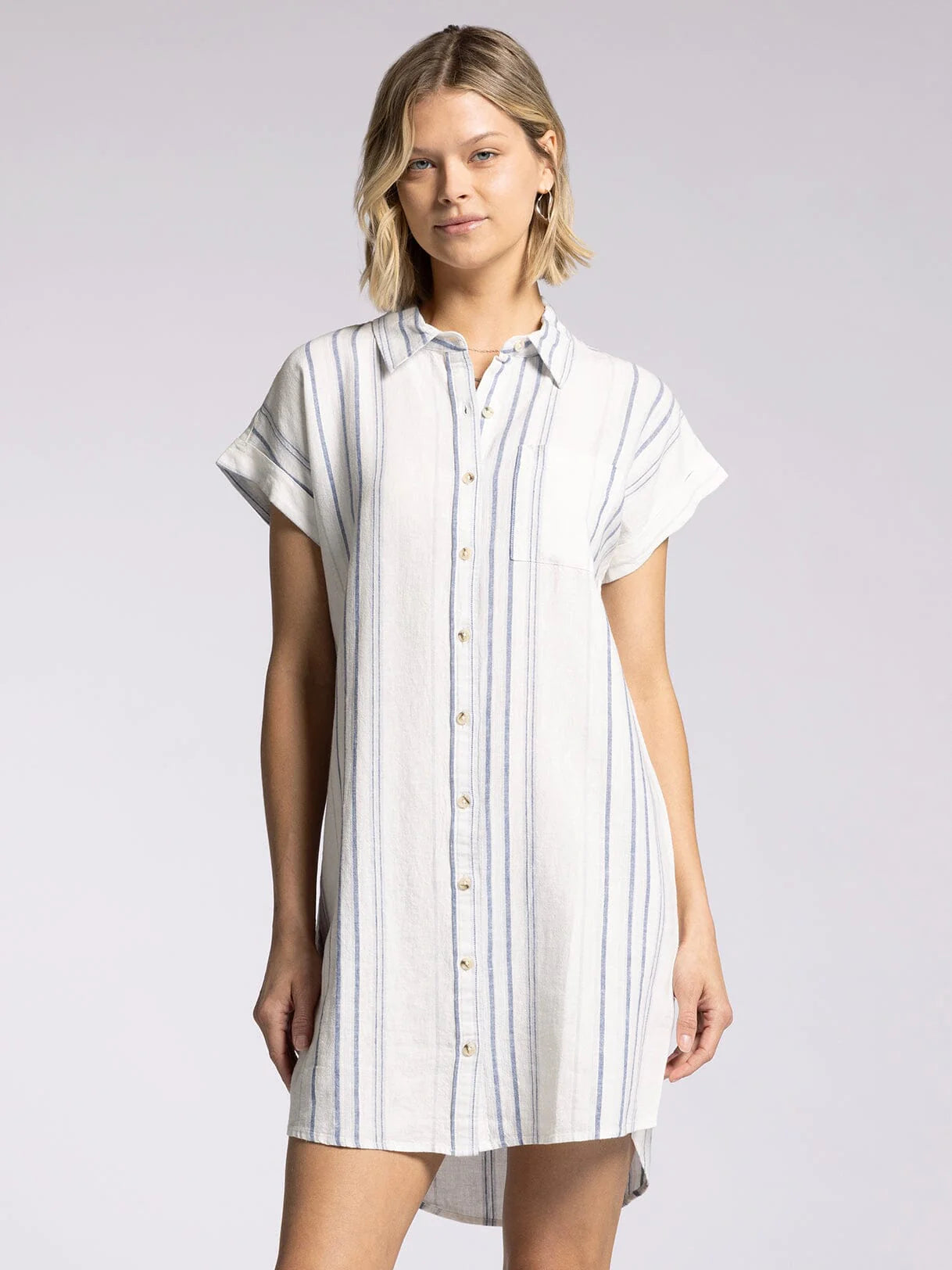 Judson Button Down Dress Coastal Grey Stripe