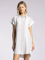 Judson Button Down Dress Coastal Grey Stripe
