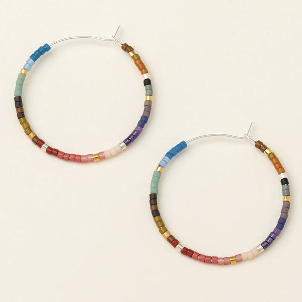 Chromacolor Miyuki Small Hoop Earrings Dark Multi + Silver