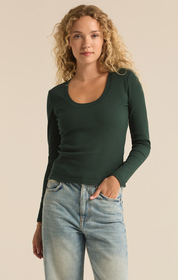 Sirena Rib Long Sleeve Shirt Cypress Green