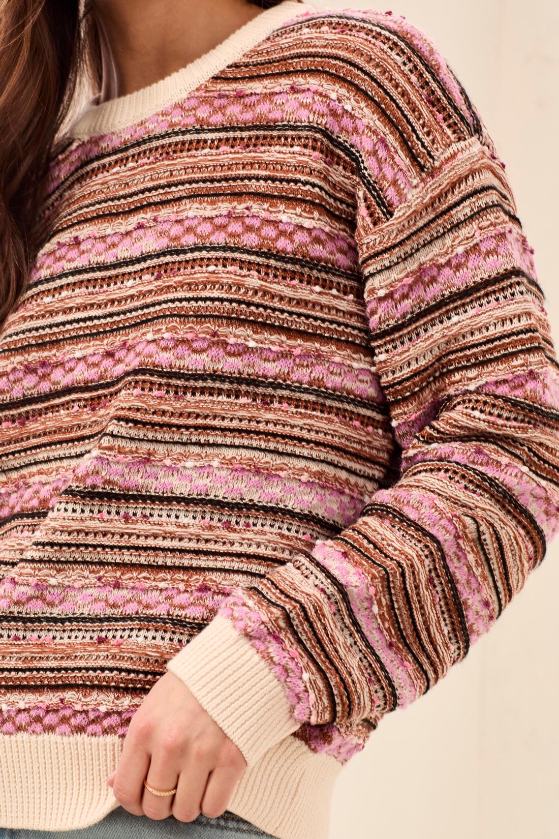 Mix Textured Stripe Sweater Nostalgia