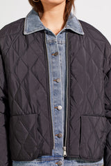 Denim Underlay Quilted Jacket Black