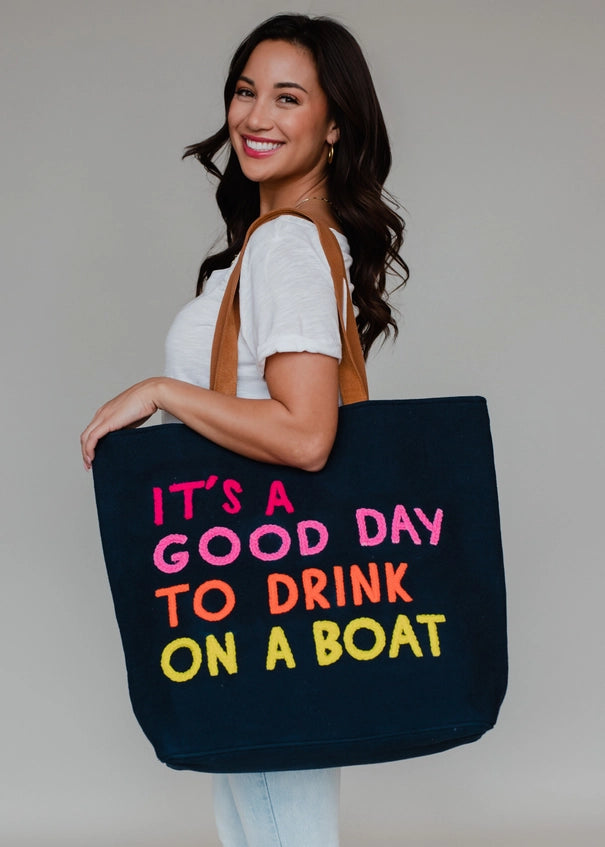 Drink On A Boat Textured Tote Navy