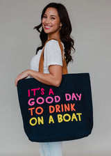 Drink On A Boat Textured Tote Navy