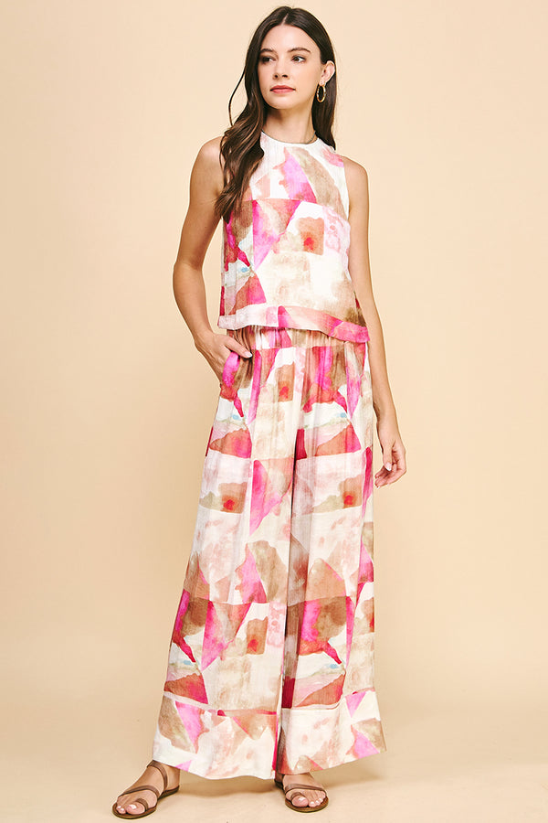 Abstract Print Button Back Tank