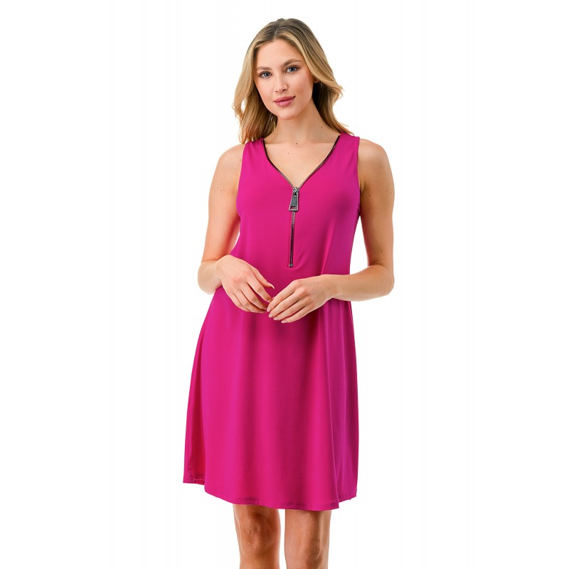 Zipper Tank Dress Hot Pink