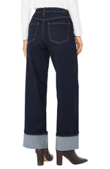 Morgan Cuffed Wide Leg Jeans Indigo Rinse