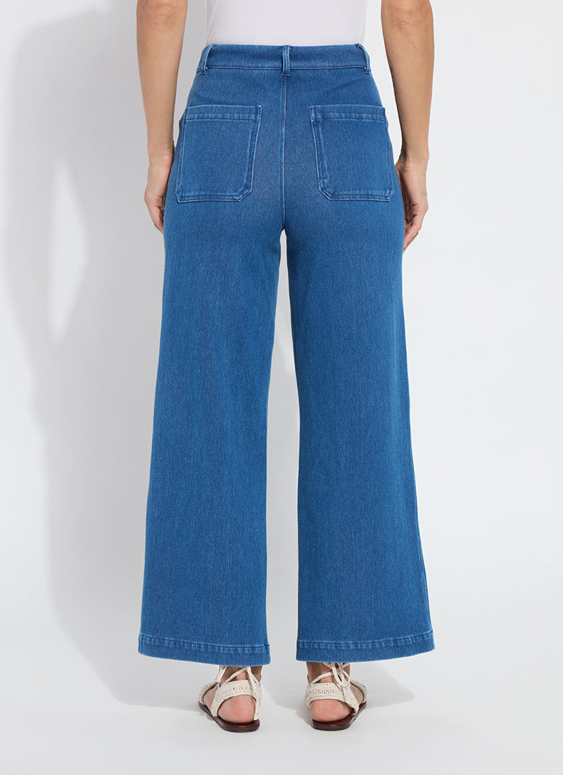 Mallory Sailor High Waist Wide Leg Denim Pants Mid Wash