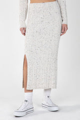 Confetti Knit Side Slit Skirt Oatmeal