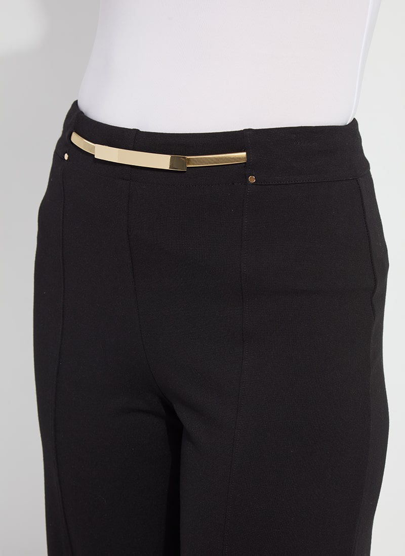 Ari Wide Leg Crop Fringe Belted Pants Black