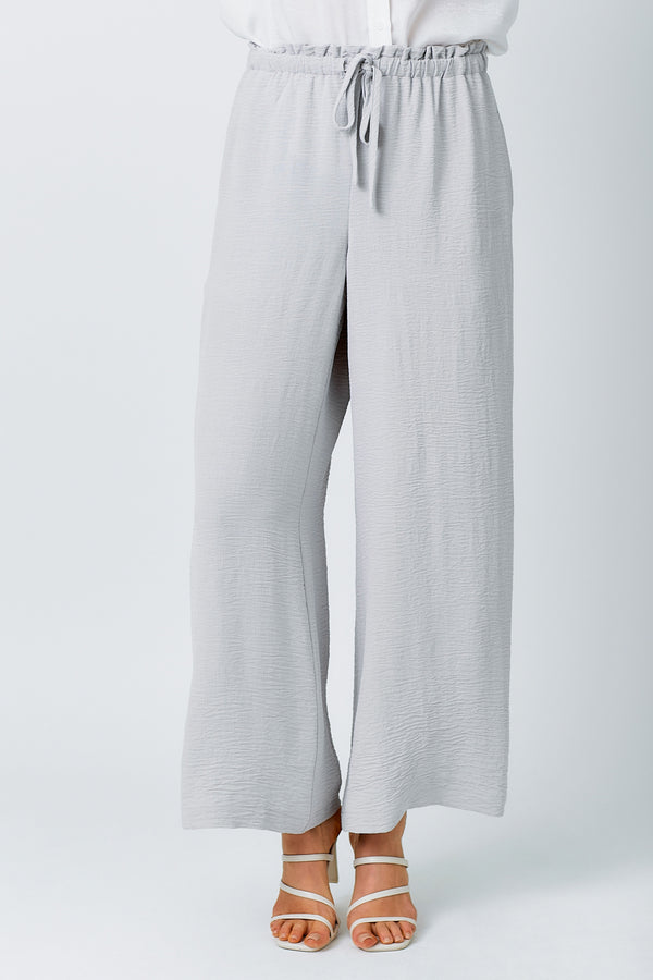 Paperbag Tie Waist Wide Leg Pants Lilac Grey