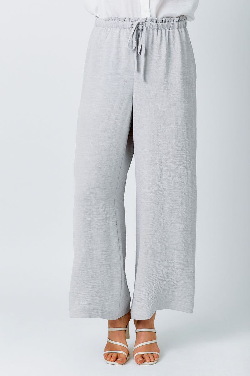 Paperbag Tie Waist Wide Leg Pants Lilac Grey