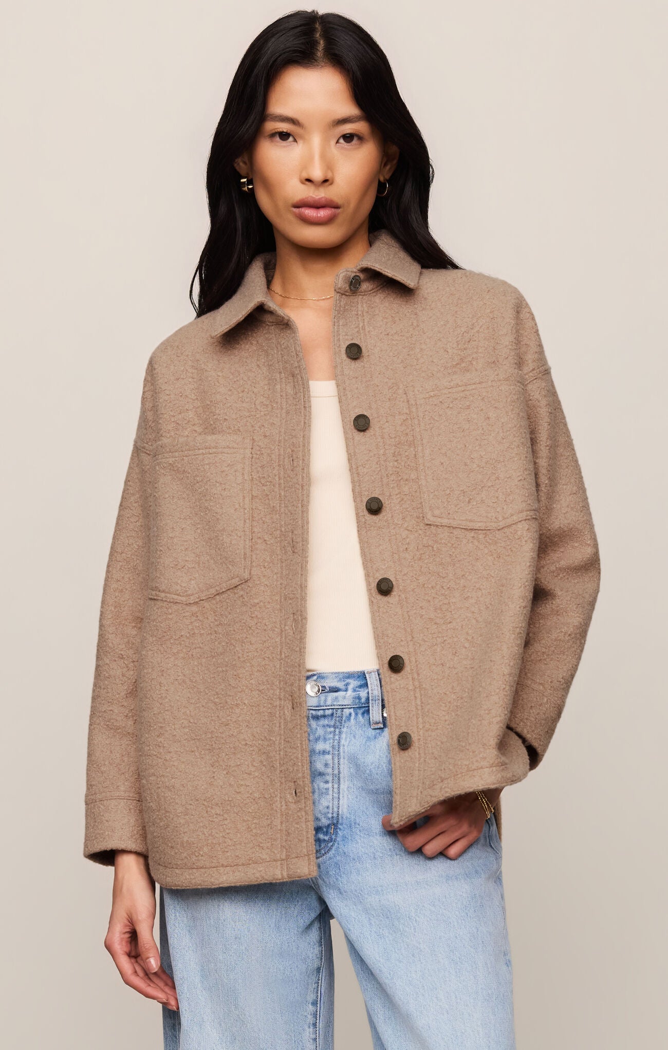 All Day Poodle Knit Jacket Classic Camel