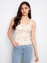 Printed Smocked Tank Fog