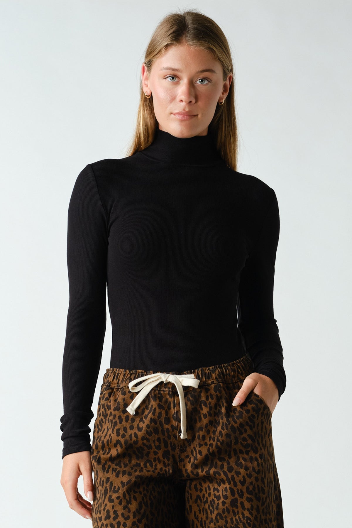 Micro Ribbed Long Sleeve Turtleneck