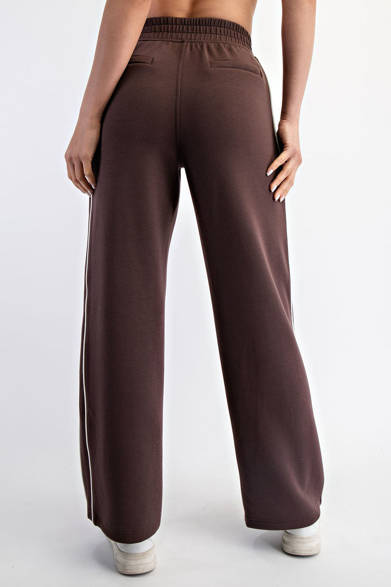 Scuba Double Stripe Piping Straight Pant Espresso + Cream