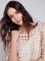 Lurex Flower Textured Popover Gold