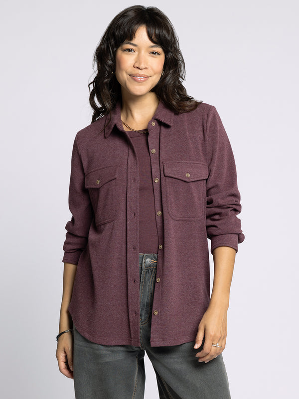 Cassian Button Up Shirt Wine Heather