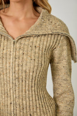 Freckled Yarn Sweater Cardigan Latte
