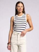 Elsa Tank Ivory + Navy