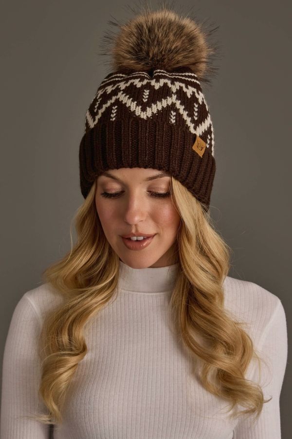 Nordic Pattern Pom Hat