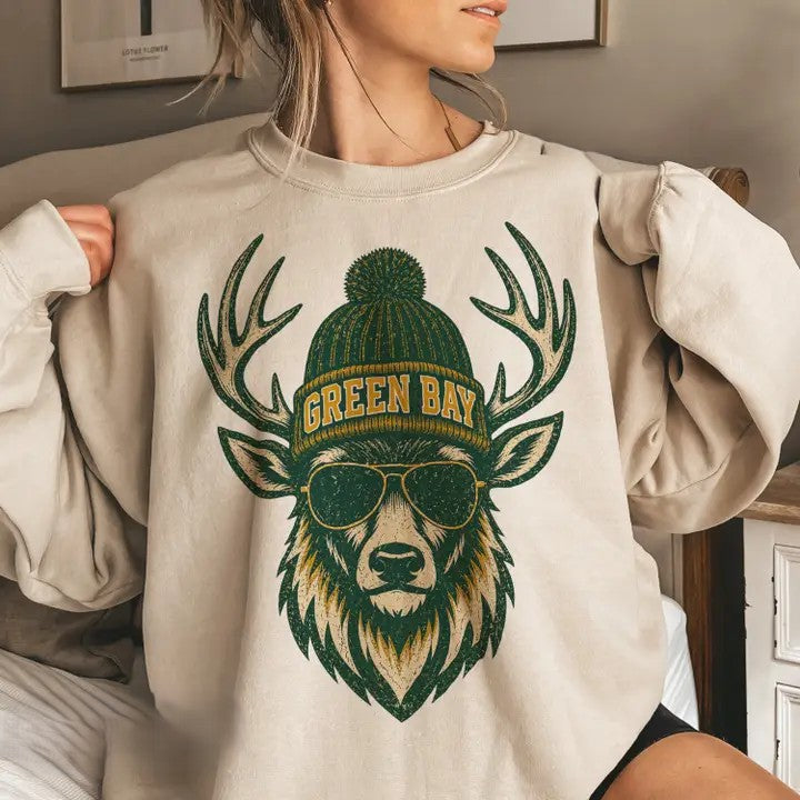 Green Bay Woodland Football Sweatshirt Sand