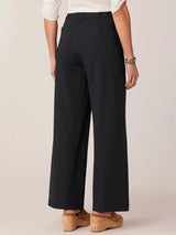 High Rise Ponte Patch Pocket Utility Wide Leg Pants Black