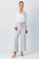 Paperbag Tie Waist Wide Leg Pants Lilac Grey