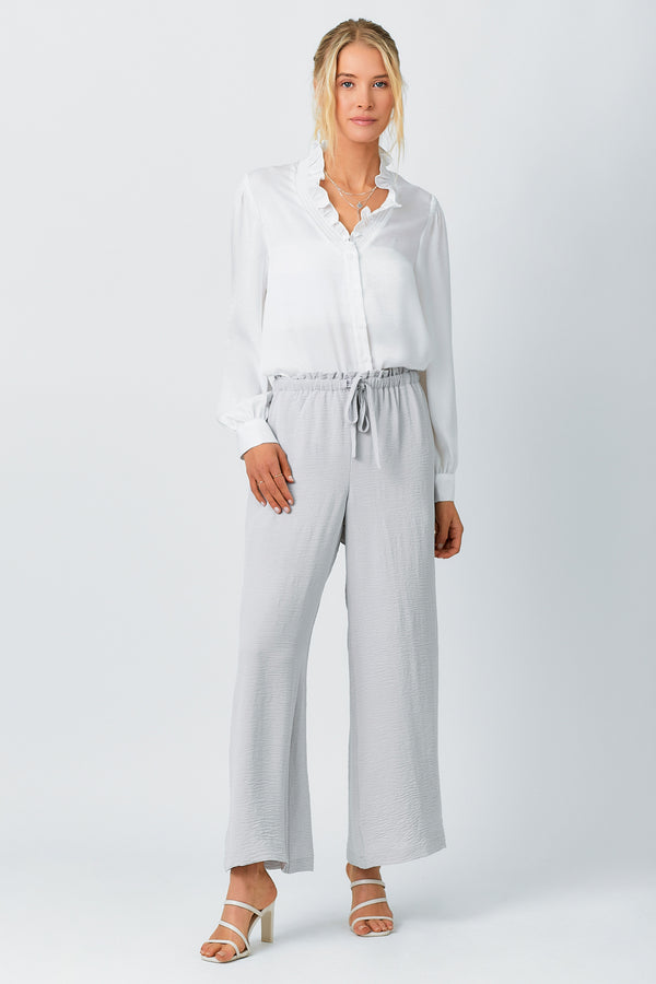 Paperbag Tie Waist Wide Leg Pants Lilac Grey