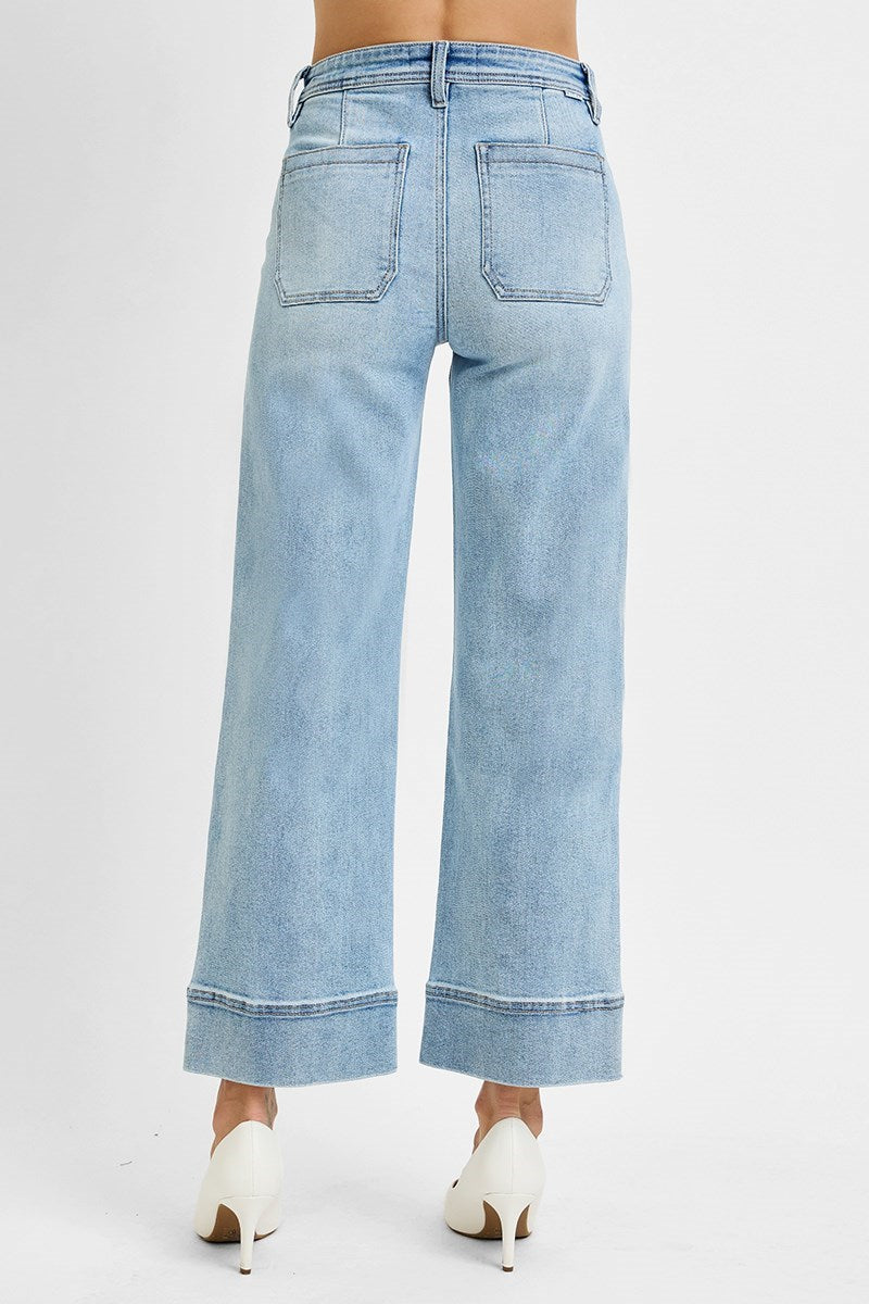 High Rise Crop Wide Jeans New Light