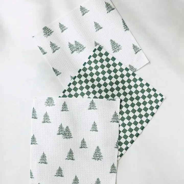 Geometry Dishcloth Set Claret