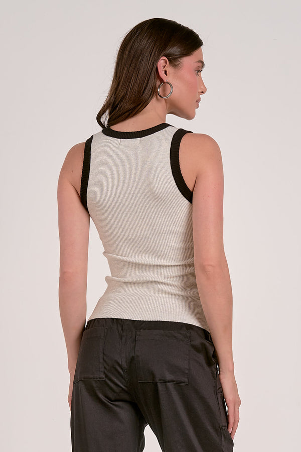 Contrast Trim Tank Light Grey Black