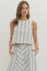 Multi Stripe Top Grey