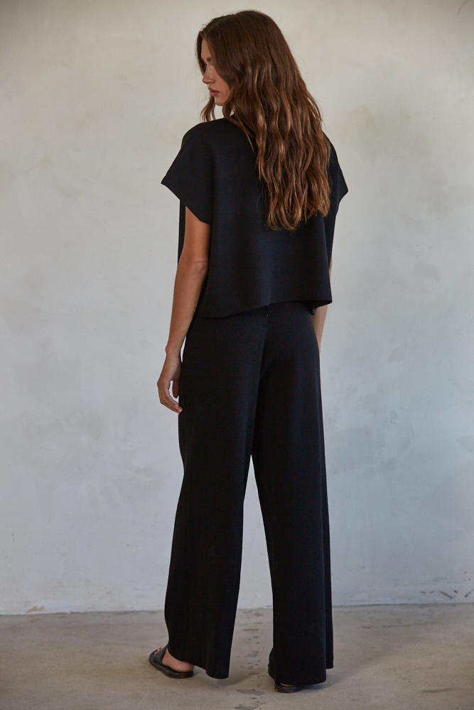 The Leonie Ribbed Sweater Knit Pants Black