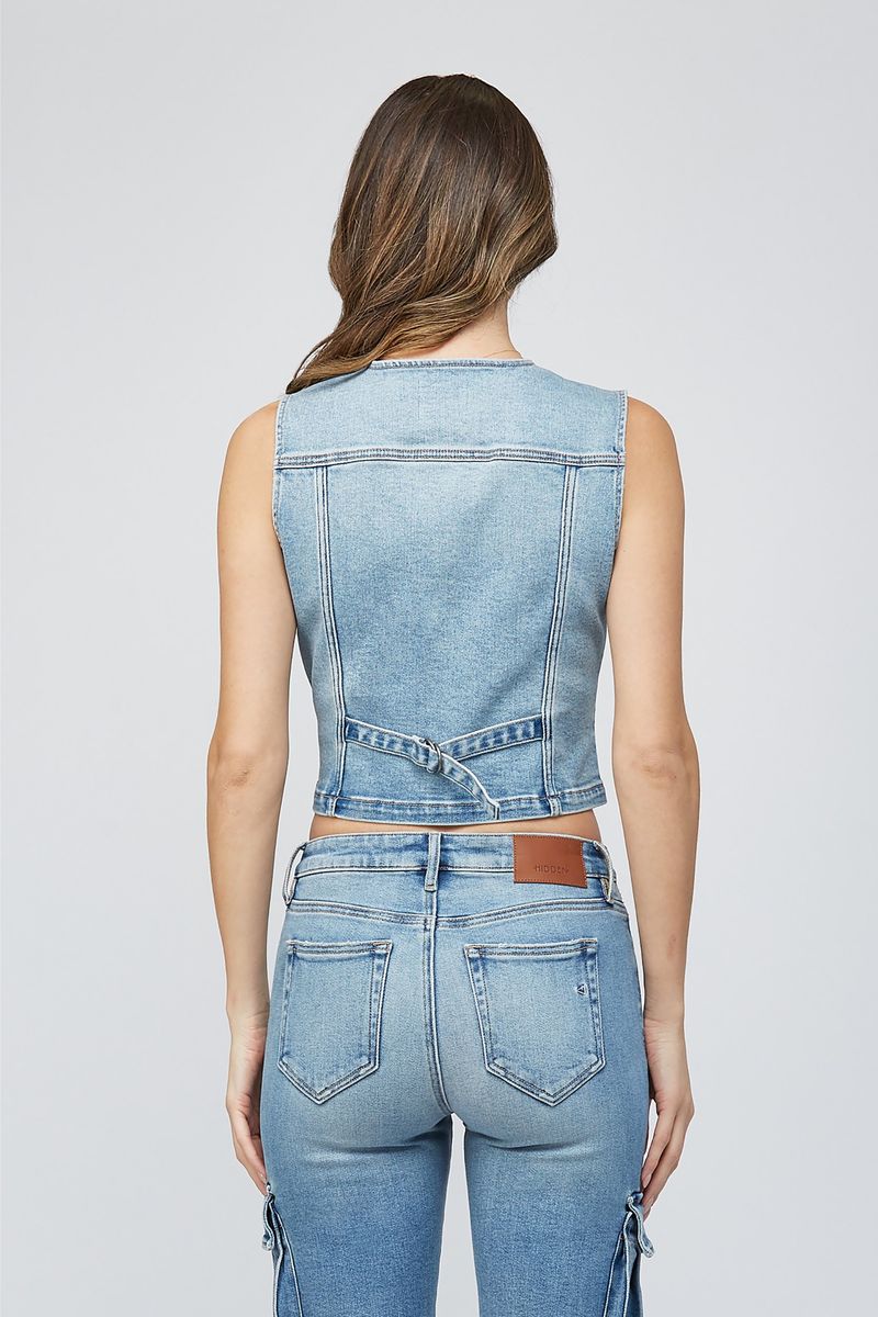Fitted Denim Vest Light