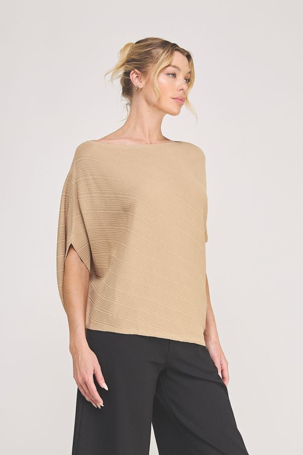 Asymmetric Knit Top Camel
