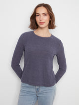 Brushed Rib Long Sleeve Top Heather Denim