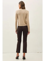 Ultra Soft Button Up Crew Neck Cardigan Tan