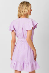 Embroidery Double Gauze Dress Lavender Pink