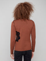 Printed Reversible Mock Neck Sweater Cacao